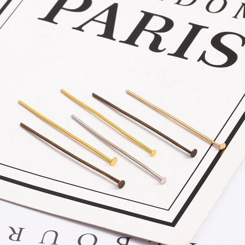 Iron Flat Head Pins For DIY Jewelry Making Handmade Earring Findings Beading Components Electroplated Metal Accessories