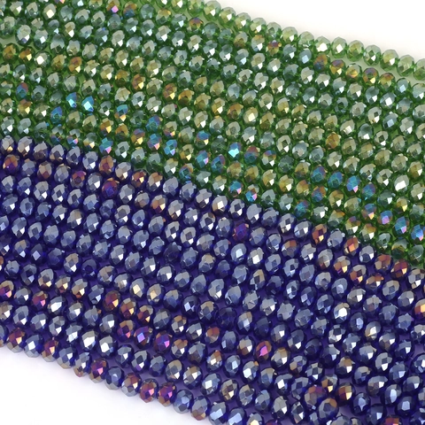 Faceted Glass Crystal Rondelle Beads For Jewelry Making DIY Bracelet Necklace Colorful Plated Wheel Spacer Craft Accessories