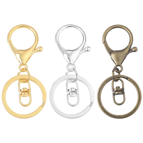 Kit De Porte-Clés Fermoir Mousqueton En Alliage Anneaux Métalliques Avec Connecteur Pivotant Pour Bijoux DIY