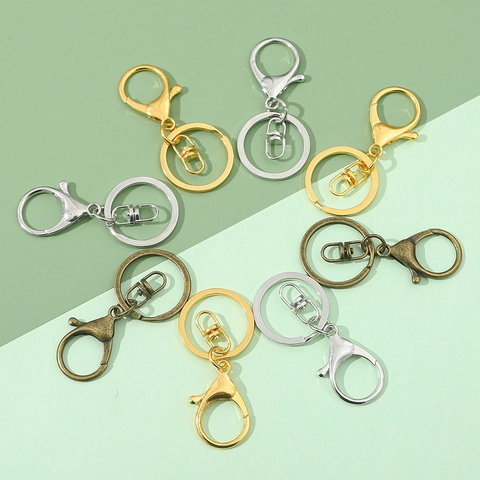 Kit De Porte-Clés Fermoir Mousqueton En Alliage Anneaux Métalliques Avec Connecteur Pivotant Pour Bijoux DIY