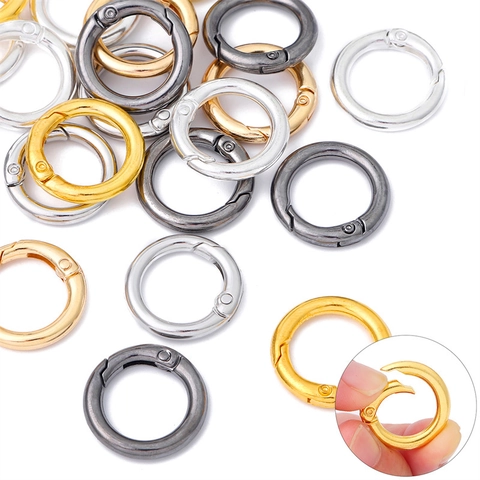 Runde Legierung Federring Verschlüsse Offene O-Ring Karabinerhaken Für Handtasche Geldbörse Schlüsselbund DIY Schmuckherstellung Zubehör