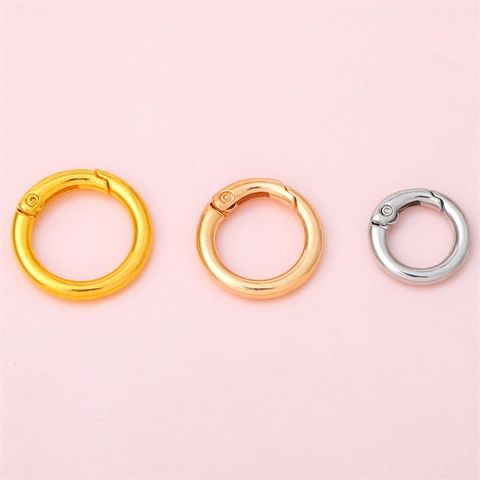 Round Alloy Spring Snap Rings Keychain Buckles For Bags DIY Jewelry Making Accessories Gold Silver Metal Open O-Rings Clasps