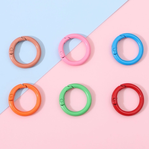Colorful Alloy Spring Opening Ring Keychain DIY Jewelry Accessory Candy Color Metal O-Ring Carabiner Hook For Bags Keys