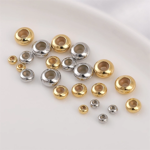 14K Gold Filled Flat Round Beads Silicone Core Adjuster Positioning Spacer Beads For DIY Handmade Jewelry Bracelet Necklace Making