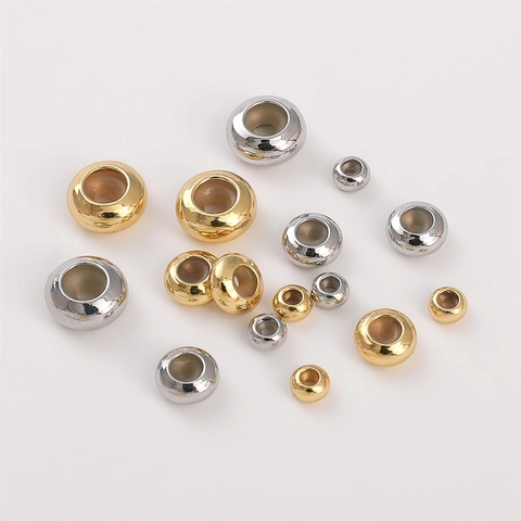 14K Gold Filled Flat Round Beads Silicone Core Adjuster Positioning Spacer Beads For DIY Handmade Jewelry Bracelet Necklace Making