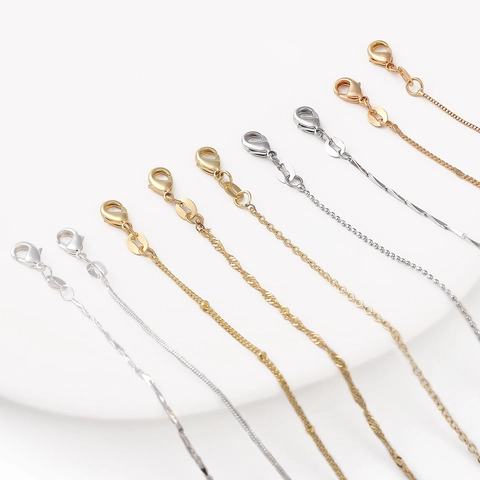 Simple Alliage de Cuivre Plaqué Or Argent DIY Chaîne de Collier Seule Sans Pendentif Chaîne de Clavicule Minimaliste Matériel de Fabrication de Bijoux