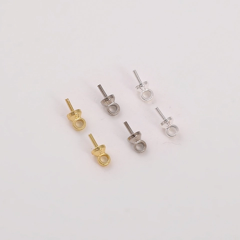 14K Goldgefüllte Versilberte Kupferbecher Stiftösen Für Künstliche Perlenanhänger Halskette Ohrring DIY Schmuckzubehör