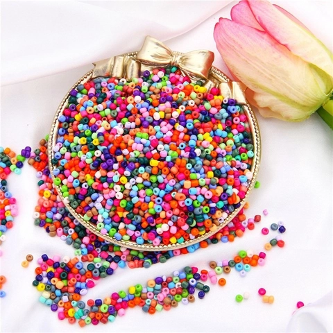 Effen Kleur Glas Rocaille Kralen Voor DIY Sieraden Maken Ronde Kleine Rijstkralen Voor Handgemaakte Armband Ketting
