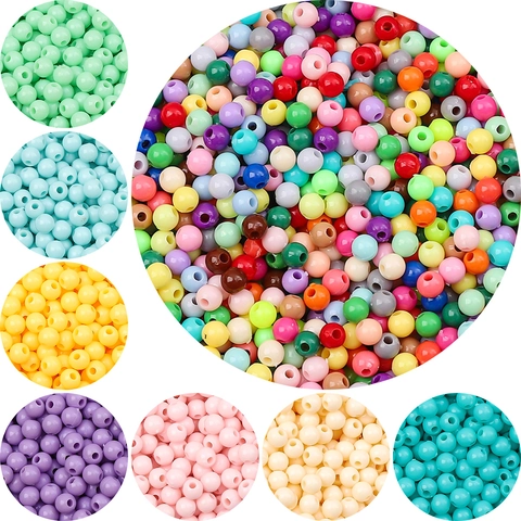 Acryl Effen Kleur Ronde Kralen Losse Tussenkralen Voor DIY Armband Ketting Sieraden Maken Handwerk Accessoires Multi Kleur