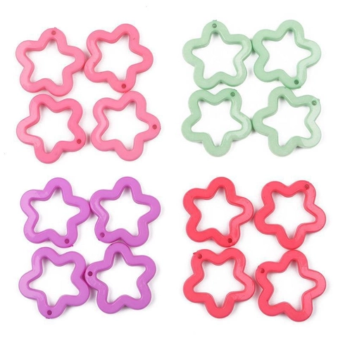 Acrylic Hollow Flower Star Beads DIY Jewelry Making Accessories Colorful Plastic Charms For Children Bracelet Necklace Craft