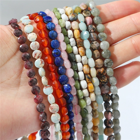 Faceted Rondelle Natural Stone Loose Beads For Jewelry Making DIY Bracelet Necklace Semi Precious Gemstone Spacer Beads