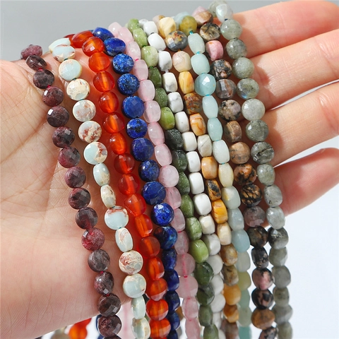 Faceted Rondelle Natural Stone Loose Beads For Jewelry Making DIY Bracelet Necklace Semi Precious Gemstone Spacer Beads