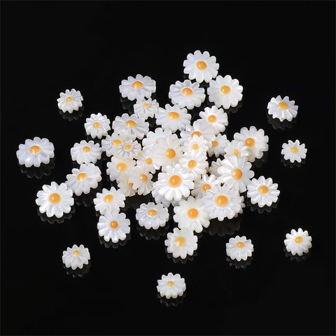 Gänseblümchen Muschel Perlen Künstliche Perle Blume Charms Für Schmuckherstellung DIY Armbänder Halsketten Weiß Gelb Minimalistisch Zubehör