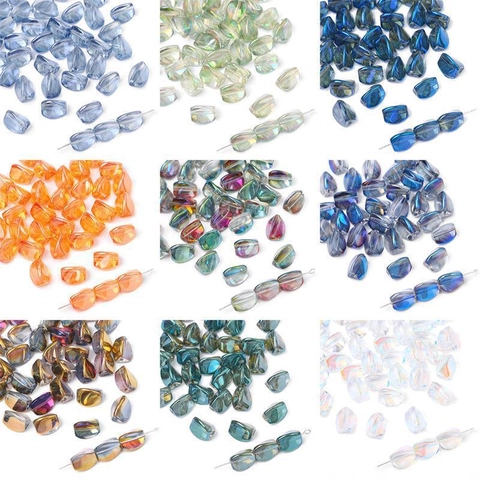 Iridescent Twisted Glass Beads Teardrop Shape Crystal Loose Beads For DIY Jewelry Making Earrings Bracelet Accessories Handmade Material