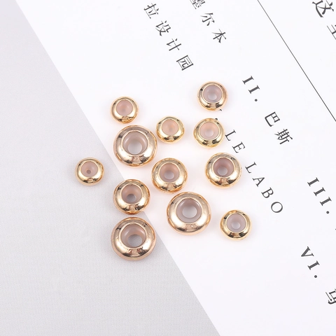 Copper Flat Round Stopper Beads With Silicone Core Adjustable Positioning Beads For DIY Bracelet Necklace Jewelry Findings