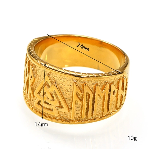 Anello in Acciaio Inossidabile con Rune Vichinghe Vintage per Uomo Simbolo di Odino Valknut Anello da Guerriero Retro Punk