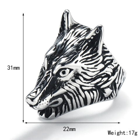 Vintage Wolf Head Titanium Steel Ring Punk Rock Dominating Men Ring Animal Biker Jewelry Goth Gothic Finger Accessories