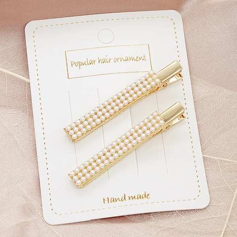 Elegant Alloy Artificial Pearl Hair Clip For Women Sweet Gold Metal Duckbill Hairpin Handmade Vintage Hair Accessories