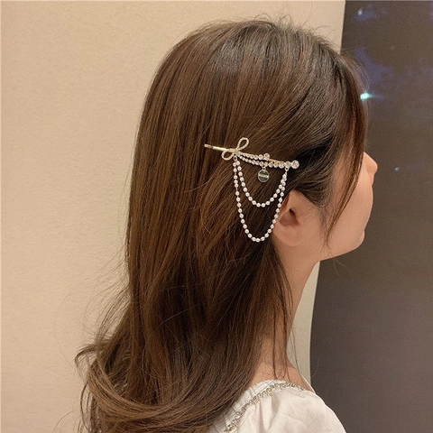Luxus Koreanischer Stil Gold Legierung Schmetterling Strass Haarspange Elegant Künstliche Perle Quaste Bobby Pin Schmuck