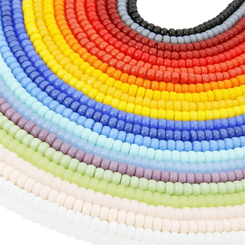 Multicolor Polished Glass Rondelle Beads For DIY Jewelry Making Smooth Barrel Beads For Bracelet Necklace Earring Accessories Strand