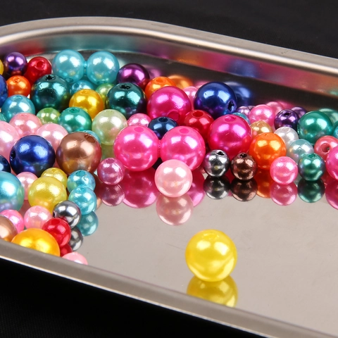 ABS Artificial Pearl Loose Beads With Holes Round Beads Multicolor Bulk Beads For DIY Jewelry Making Bracelet Hairpin Material