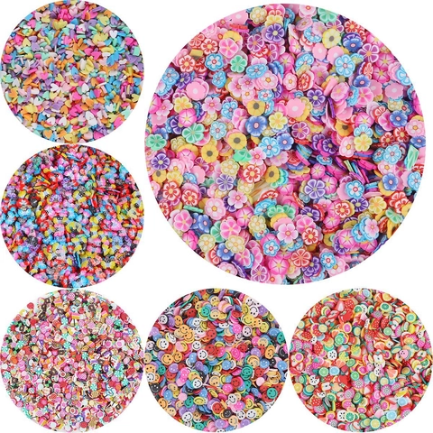 Fette di Pasta Polimerica Senza Fori a Temi Misti Per Fai-da-te Cover Telefono Unghie Decorazione Colorata Frutta Cuore Stella Forma Materiale a Mano