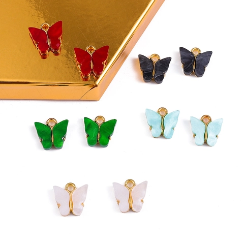 Alloy Acrylic Butterfly Charms For DIY Jewelry Making Colorful Insect Pendants For Earrings Necklace Bracelet Craft Accessories