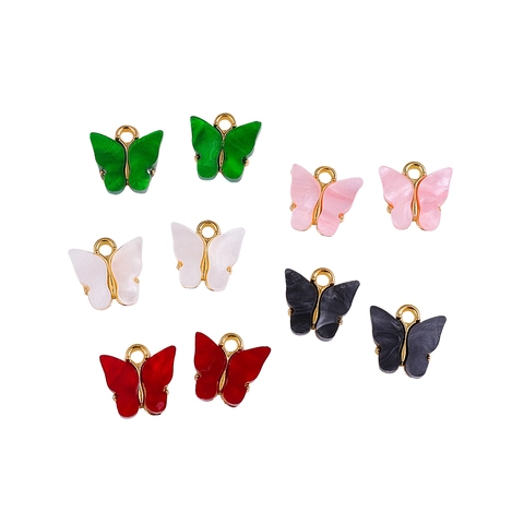 Alloy Acrylic Butterfly Charms For DIY Jewelry Making Colorful Insect Pendants For Earrings Necklace Bracelet Craft Accessories