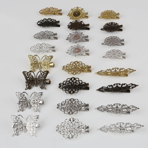 Retro Hollow Out Metal Alligator Hair Clip DIY Brass Copper Iron Hairpin Hair Accessories For Women Styling