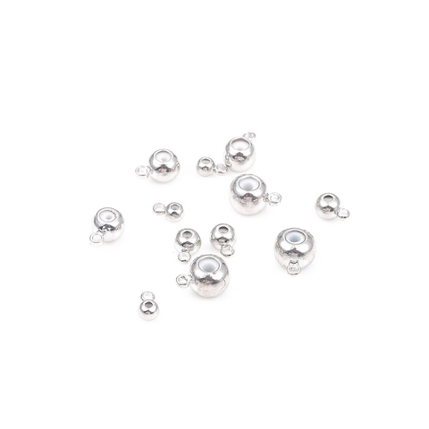 Copper Round Sliding Positioning Beads With Loop Silicone Core Length Adjuster For DIY Jewelry Making Necklace Bracelet Accessory