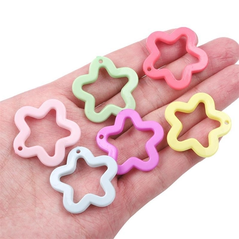 Acryl Hohle Blume Stern Perlen DIY Schmuckherstellung Zubehör Bunte Kunststoff Charms Für Kinder Armband Halskette Handwerk