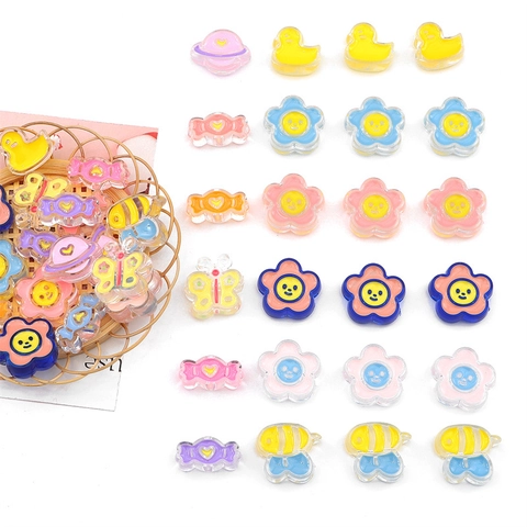 Acrylic Cartoon Loose Beads Cute Flower Butterfly Candy Mixed Shape DIY Bracelet Necklace Jewelry Making Accessories