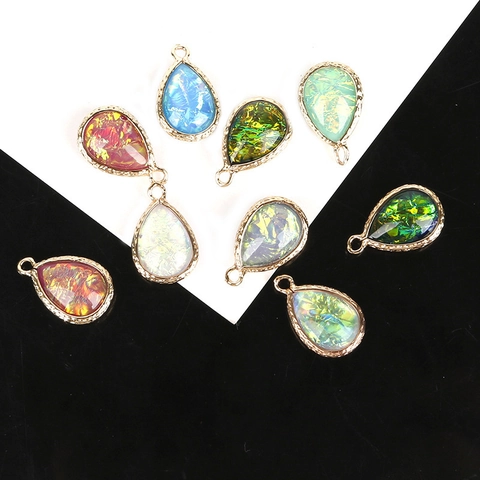 Handmade DIY Double Sided Cloud Water Drop Pendant Resin Alloy Gold Plated Teardrop Charm For Earring Jewelry Making Accessory