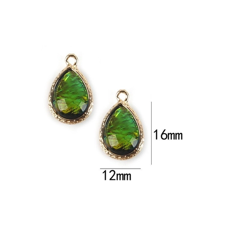 Handmade DIY Double Sided Cloud Water Drop Pendant Resin Alloy Gold Plated Teardrop Charm For Earring Jewelry Making Accessory