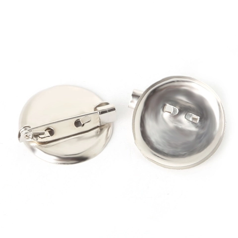 DIY Rond Broche Basis Speld Achterkant Veiligheidsspeld Tray Voor Badges Corsage Sieraden Maken Bevindingen Zilver Wit K Metaal
