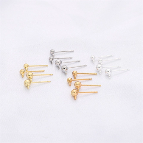 DIY Earring Findings 925 Sterling Silver Post Electroplated Copper Ball Stud Earrings With Loop Jewelry Making Accessories For Handcrafted Earring Base