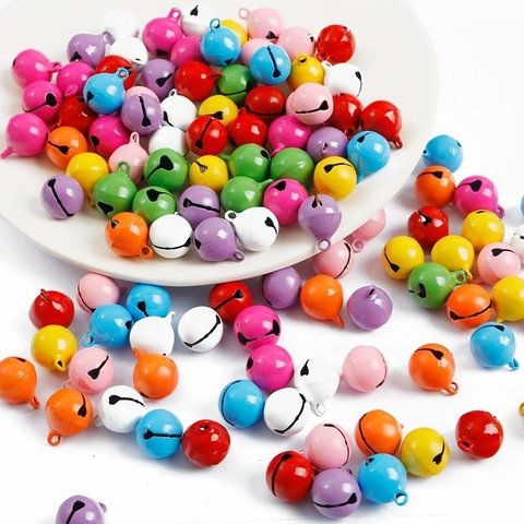 14mm Candy Colored Iron Painted Small Bells Heart Cutout DIY Handcraft Jewelry Findings Pet Accessories Pendants
