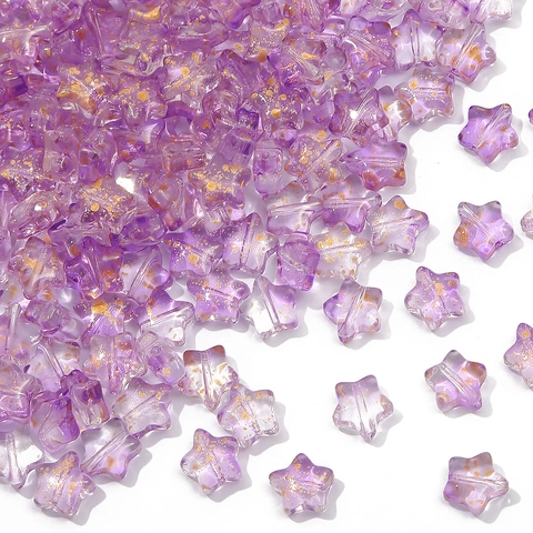 Star Shaped Glass Beads 8mm Colorful Frosted Glass Loose Spacer Beads For DIY Jewelry Making Bracelet Necklace Findings