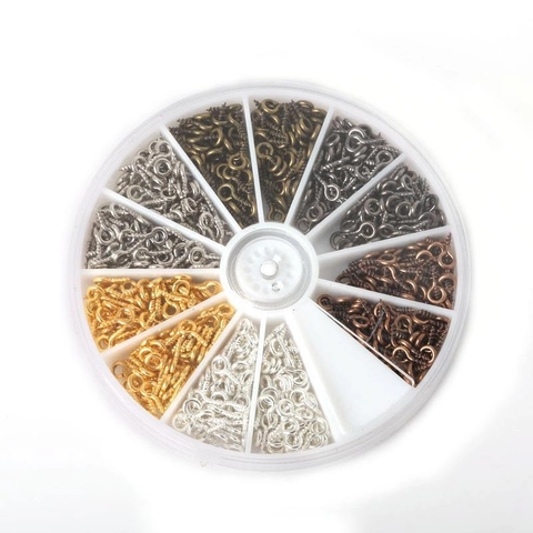 Ensemble de Vis à Oeil en Fer Couleurs Mixtes Accessoires de Bijouterie DIY Fournitures Métalliques pour Collier Bracelet Pendentif