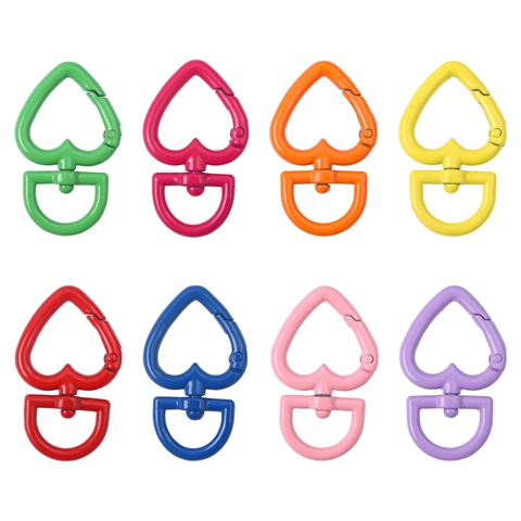 Heart Shape Alloy Metal Spray Painted Spring Buckle Swivel Lobster Clasp For DIY Keychain Bag Accessories