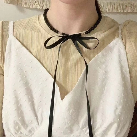 Vintage Floral Satin Ribbon Choker Necklace For Women Artificial Pearl Beaded Choker Elegant Banquet Party Statement Jewelry
