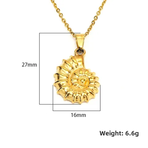 Nautilus Shell Pendant Necklace Fashion Titanium Steel Gold Plated Conch Fossil Clavicle Chain For Women Jewelry Gift