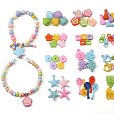 Colorful Acrylic Painted Beads Pendants Figure 8 Buckle Flip Flop Rose Heart Star DIY Jewelry Making Accessories For Bracelet Necklace