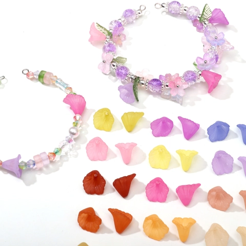 Acryl Mattierte Callas Lilie Blume Perlen Matt Trompete Floral Zwischenperlen Für DIY Schmuckherstellung Armband Halskette Zubehör