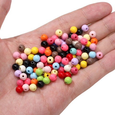Cuentas Redondas de Acrílico Pintado de Colores de 6mm Para Fabricación de Joyas DIY Hechas a Mano Kit de Accesorios para Collares
