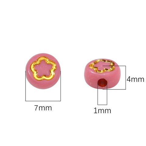 Acrylic Flat Round Star Moon Heart Floral Print Loose Beads For DIY Jewelry Making Handicraft Bracelets Necklaces Material Accessories