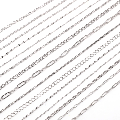 Stainless Steel DIY Jewelry Chain Bulk For Necklace Bracelet Making Minimalist Polished Silver Color Cable Box Figaro Link Chains Jewelry Material