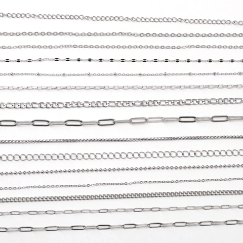 Stainless Steel DIY Jewelry Chain Bulk For Necklace Bracelet Making Minimalist Polished Silver Color Cable Box Figaro Link Chains Jewelry Material
