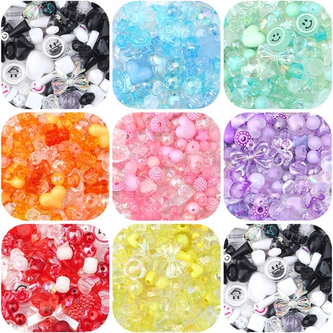 Barockstil Acrylperlen Für DIY Schmuckherstellung Gemischte Formen Herz Stern Blume Smiley Lose Perlen Für Armbänder Basteln