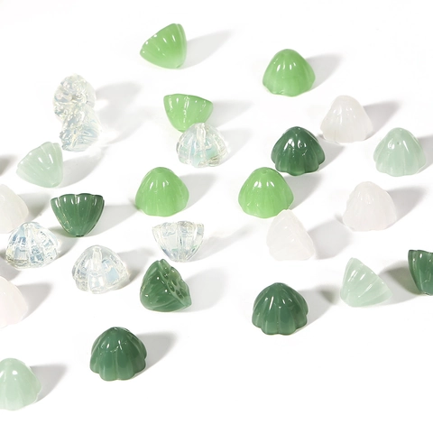 Vintage Lampwork Glass Lotus Pod Flower Bud Loose Beads For DIY Ancient Chinese Style Hairpin Headwear Jewelry Making